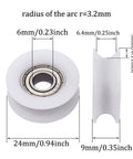 U Groove Pulley Kit 4 Pcs Nylon Guide Wheels For Doors Windows Cabinets Drawers And Printers 6x24x9mm White Built To Last Smooth Glide Heavy Duty Rollers, 24mm wheel dimensions