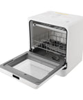 Big Time Portable Countertop Dishwasher Compact Mini Automatic Washing Machine Four Fast Wash Cycles in open position, showing interior rack.