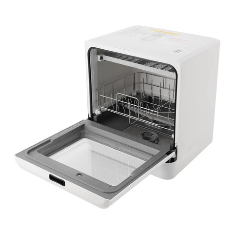 Big Time Portable Countertop Dishwasher Compact Mini Automatic Washing Machine Four Fast Wash Cycles in open position, showing interior rack.