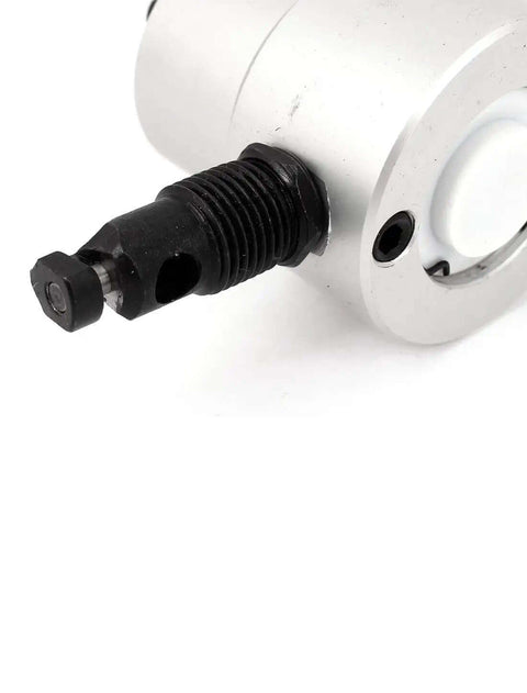 Close-up of Beefy Double Head Sheet Nibbler Cutter Drill Attachment Set For Brass Aluminum Stainless Metal Work, detailed view.