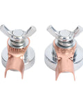 Get Your Welding Game Strong With This Killer Stainless Steel Ground Clamp Set Featuring A Super Grippy Magnetic Suction Head For Fast Setup On Flat Or Curvy Metal Surfaces In Any Garage or Workshop Shop Environment. Heavy duty copper welding clamps close-up.
