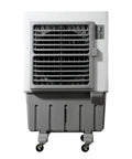 Portable Swamp Air Cooler With Three Fan Speeds And Wide Angle Oscillation Keeps You Seriously Chill All Summer Featuring Quick Refill Water Basin And Smooth Gliding Casters for effortless outdoor cooling.
