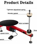 Hardcore Heavy Duty Electric Stretch Wrapping Table With Automatic Film Dispenser And Smooth 40 Cm Turntable details showing high-speed motor and foot switch.