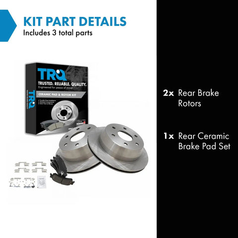 Rear Ceramic Brake Pad And Vented Rotor Set For 1999 2006 Chevrolet Silverado 1500 2002 Avalanche Kit box and parts overview