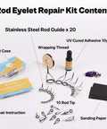 Top Notch Spinning Rod Guide And Tip Repair Kit Featuring Rock Solid Stainless Steel Eyelets and 20 Guides with Accessories