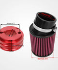 Beefed Up Air Filter Adapter Kit For Predator 212cc engines with red adapter and dimensions shown, fits Honda clones.
