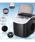 Hassle Free Countertop Ice Maker With Small And Large Cube Options For Campouts Tailgates And Home Bars. Compact black design with ice.