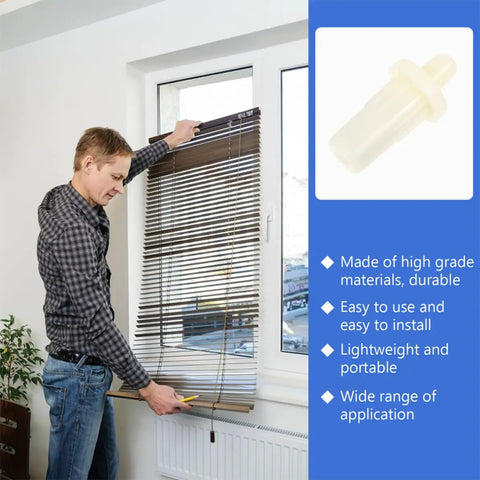 Man installing blinds with 40 Piece Spring Loaded Shutter Repair Pins With Heavy Duty Plastic Louver Insert Kit For Quick Window Fan Fixes And No Sweat DIY Home Maintenance Upgrades.