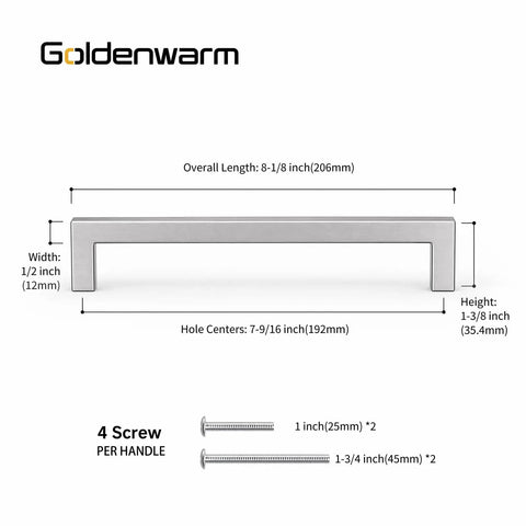Image of Top Shelf Slick Brushed Nickel Cabinet Pulls And Drawer Handles, Rock Solid Stainless Steel, 8-1/8 inch length.