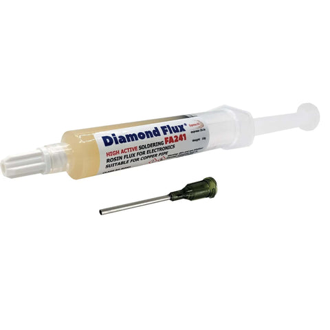 High Active Soldering Flux For Electronics And PCBs In A 10 Gram Syringe with needle attachment, ideal for oxidized copper repair.