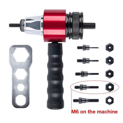 Top Rated Electric Riveting Gun With Carrying Case For Home And Auto. M3 to M8 nut tool adapter and handle for heavy duty use.