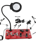 Magnetic Third Hand Soldering Station With Four Arms And 12 Inch Reach Waterproof Steel Weighted Base for electronics repair