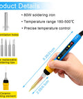 Beast DIY 80W Soldering Gun Kit With Adjustable Temperature from 180 to 500 Celsius, hand holding soldering iron, tips visible