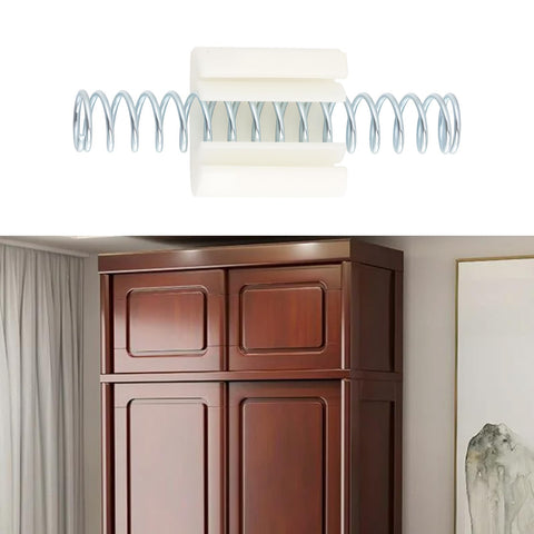 8 Pack Bi Fold Closet Door Repair Springs 60x22mm Replacement Parts shown with wooden bi-fold closet