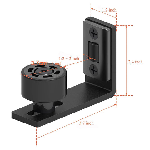 Heavy Duty Floor Guide For Sliding Barn Doors With Double Wheel Bottom Roller Wall Mount System No Punching Required Black 1 Pack