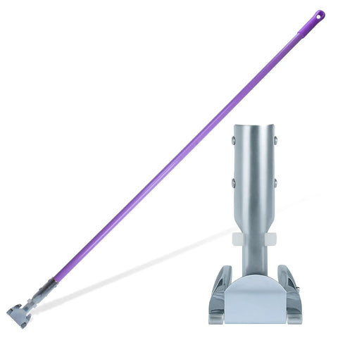 60 Inch Fiberglass Dust Mop Handle With Clip On Jaw Clamp Connector For Quick Attachment To Compatible Frames And Heads For Floor Cleaning In Commercial Janitorial Use Purple