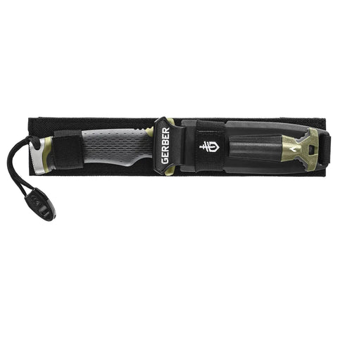Ultimate Survival Knife With Fixed Blade And Combo Edge Fire Starter Ferro Rod Whistle And Sheath With Integrated Sharpener