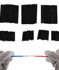 Ultimate Heat Shrink Tubing Assortment Set That Is Awesome For Any DIY Project Including Car Wiring With Insulated Black Heat Sleeves Featuring A 2 To 1 Ratio That Shrinks Tight When You Use Heat For Electrical Protection. black heat shrink tubing set, 127 pieces, 2mm-13mm, for wiring