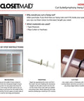 Cutting instructions for hang rods with tools like pipe cutter, featuring SuiteSymphony hang rods for custom closet solutions.