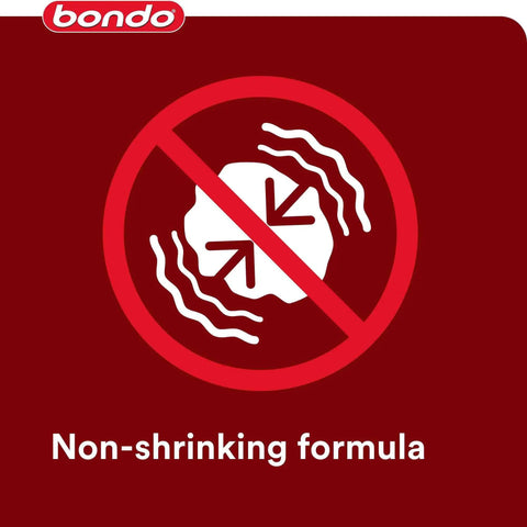 Non-shrinking formula symbol for Pro Grade Nitrocellulose Glazing And Spot Putty Two Pack For Auto Body Repair.
