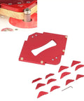 Pro Grade Router Table Corner Jig And Radius Template Kit For Hustling Carpenters includes heavy duty red aluminum base and 12 templates.