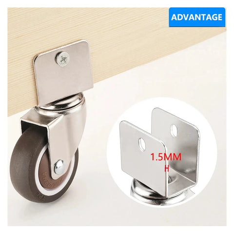 Lift Heavy Loads Without Breaking A Sweat Using 4 Piece Heavy Duty Caster Wheels Locking Brakes 1 Inch Soft Rubber Twin Swivel Casters close-up of a mounted caster wheel with metal bracket.