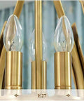 Close-up view of E27 bulb sockets in Modern Chandelier Ceiling Pendant Light Fixture for Dining Room Bedroom Porch and Garden.