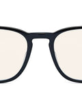 Wellington Style Blue Light Blocking Safety Glasses With Slick Black Acetate Frame And Crystal Clear Plano Polycarbonate Lenses front view