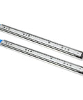 Heavy Duty Self Locking Drawer Slides 12 Inch Side Mount Extension Glides Featuring Triple Locking Mechanism with blue ends.