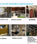 Image showing various uses for Hollywood Style Vanity Makeup Lights 10 Foot Ultra Bright White LED Strip Dimmable With Touch Control.