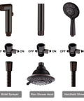Go-To Shower Flow Control Valve With Brass Body And Lever Handle Water Regulator Set in Oil-Rubbed Bronze with Attachments