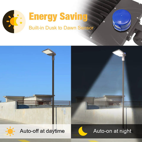 150W LED Parking Lot Light With 21,000 Lumens, 5000K Daylight White, IP65 Waterproof Outdoor Shoebox Flood Light, 100-277V, Dusk to Dawn Photocell, Adjustable Slip Fitter for Parking Lots, Roadways, and Yards