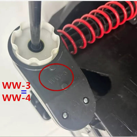 Close-up of Two Pack 12V RS390 16000RPM Gearbox With DC Motor For Ride On Toys, showing WW-3 marking and spring detail.