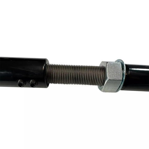 Front Adjustable Track Bar With Relocation Bracket For 0 To 4 Inch Lift Dodge Ram 1994 Through 2002 4x4 4WD 1500 2500 3500 Heavy Duty Carbon Steel Powder Coated Black threaded adjuster close-up