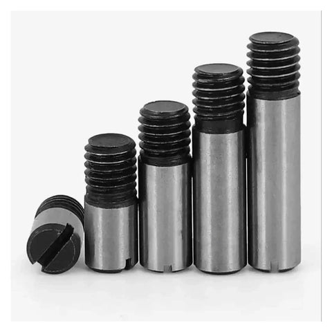 Built Tough 45 Steel Outside Thread Solid Dowel Pins With Slotted Head for precise positioning in various sizes M4-M20.