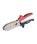 C5R 5-Blade Crimping Tool For Round Duct And Stove Pipe with ergonomic redline handles and metal blades, side view