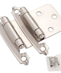 Slick Self-Closing Brushed Nickel Cabinet Hinges For Kitchen Cabinets And Doors, 10 Pair, 20 Pieces, One Half Inch Overlay