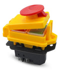 Industrial 5 Pin Electromagnetic Switch With Locking Cover For 120V 16A Power Tools, Waterproof On Off Button And Emergency Stop