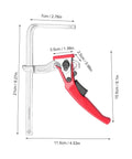 Heavy Duty Ratcheting Table Clamp Hardcore Rail Fixture For Woodworking, 21 cm length, chrome steel, red handle.