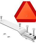 14x16 Inch Aluminum Slow Moving Vehicle Sign With Mounting Bracket Reflective Triangle SMV Warning For Tractor Golf Cart ATV UTV Outdoor Use Weatherproof Up To 7 Years, showing the reflective triangle with included hardware.