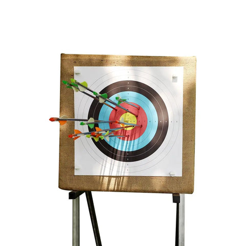 20 Inch Straw Archery Target For Backyard Practice Durable High Density Straw Target For Recurve Traditional And Longbow Easy Arrow Removal And Portable Great For Beginners And Pro Shooters Alike with arrows embedded