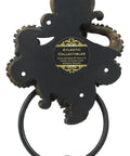 Back view of Nautical Gothic Mythical Sea Monster Door Knocker Wall Mount Polyresin Figurine in antique metallic finish