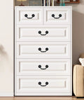 White dresser with six pack 2.5 inch silver vintage drop bail drawer pulls, durable zinc alloy handles for furniture renovations.