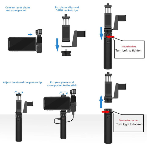 Installation steps for Power Stick Portable Power Bank For DJI Osmo Pocket 2 And 1 With 5000mAh Battery Convertible Charging Base