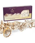 Royal Wedding Carriage Mechanical Wooden Model Kit With Four Horses, Vintage Carriage Replica For Builders, Realistic Leather Seat Interior, Royal Coat Of Arms Details, Gears And Moving Parts For A Satisfying DIY Project, boxed wooden carriage kit