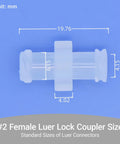 Individually Wrapped Luer Lock Fittings 100 Pack With Anti Slip Grip Syringe Connectors And Caps For Lab And Industrial Use Female To Female Couplers Heavy Duty Pro Grade J560M PP size #2 with 19.76 mm dimensions