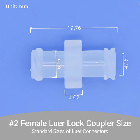 Individually Wrapped Luer Lock Fittings 100 Pack With Anti Slip Grip Syringe Connectors And Caps For Lab And Industrial Use Female To Female Couplers Heavy Duty Pro Grade J560M PP size #2 with 19.76 mm dimensions