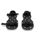 Front view of black Epoxy Floor Spiked Shoes With 1 Inch Spikes, 4 Pairs For Coating, Overlay And Resin Application, adjustable straps visible.
