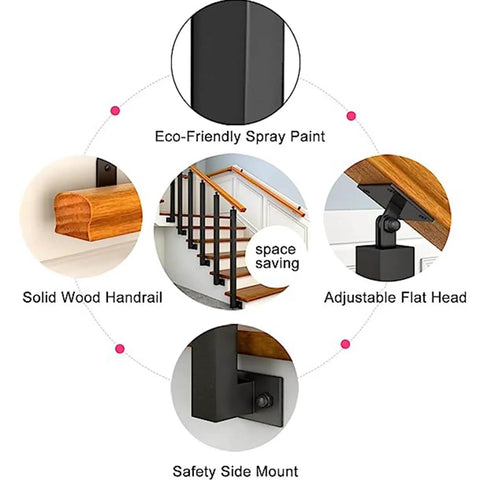 Top-Shelf Black Metal Railing Spindles With Adjustable Banister Columns For Deck Steps And Stairs Square Baluster Posts Offering 270 Degree Flexibility And A Heavy-Duty Build That Makes Installation A Breezy Task For Any Home Project showing eco-friendly finish and adjustable features.
