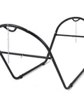 Side view of Universal Steel Outdoor Hammock Stand For All Styles Heavy Duty Weather Resistant Frame, black, fits 9.5 to 14 foot hammocks.
